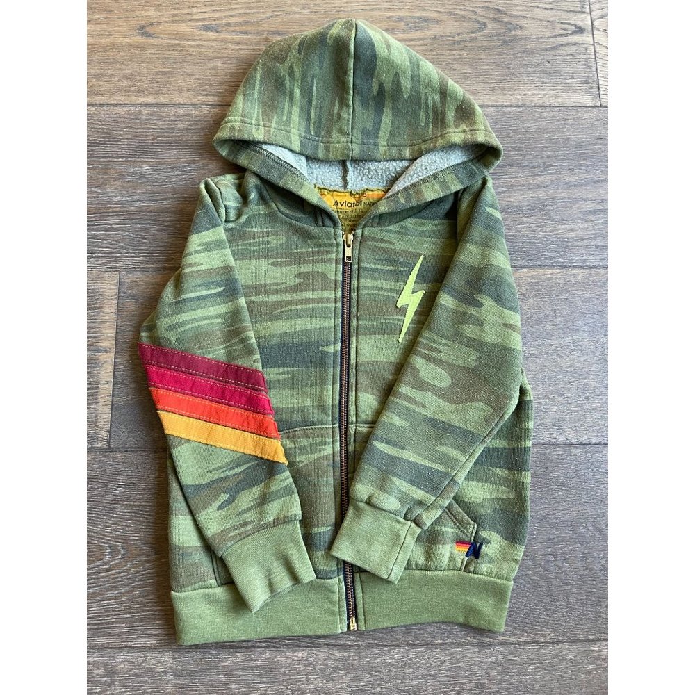 Aviator Nation Kids Camo Bolt Hoodie Sweatshirt Sz 8